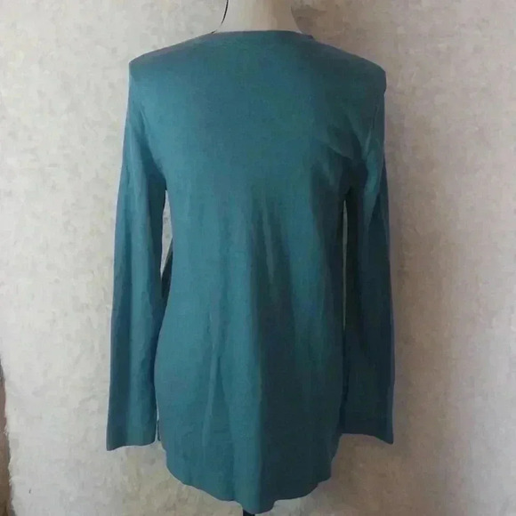 J. JILL Aqua Cotton Blend Stretch Knit Tunic Pullover Sweater Size S - Picture 3 of 8